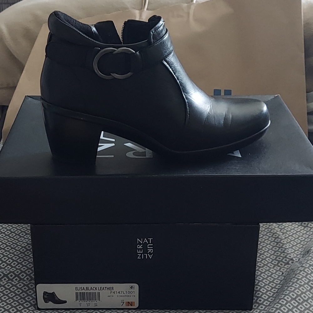 Botas en cuero Elisa Naturalizer, Negro, Size 7US